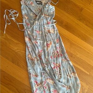 Reformation Wrap Dress in Blue and Red